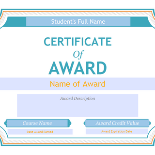 "Certificate 1"  template for VIULearn Awards