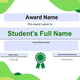 "Green" Certificate template for VIULearn Awards