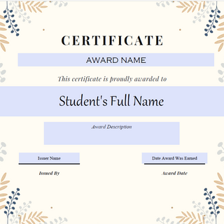 "Leaf" Certificate template for VIULearn Awards