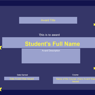 "Stars" Certificate template for VIULearn Awards